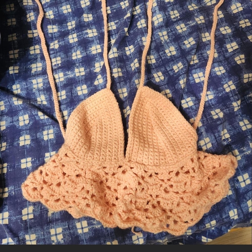 Pink Crochet Halter Top (Lighter Irl)